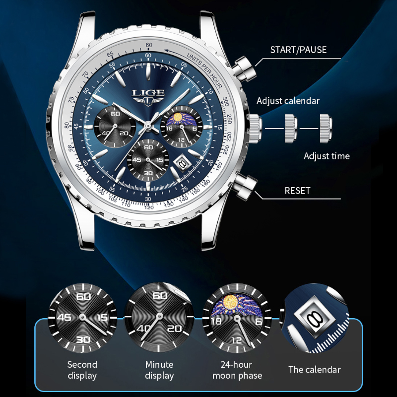 LIGE Brand Luxury Quartz Man W - Luxury Watch Magazine ulasan dan harga