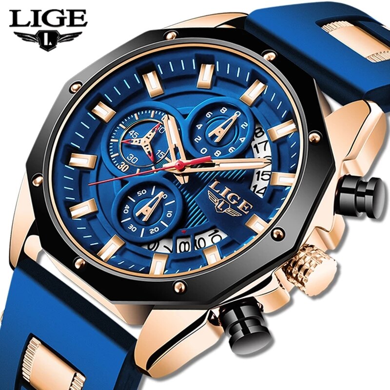 LIGE Fashion Men Watches Top B - Luxury Watch Magazine ulasan dan harga
